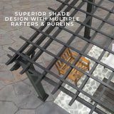 Backyard Discovery Stratford 16' x 12' Traditional Galvanized Steel Pergola Kit with Shade Sail Canopy, Powder-Coated Finish, All-Season Durability, High-Wind Rating for Outdoor Patio, Deck, Garden Backyard Discovery