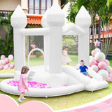 FBSPORT White Bounce House, Inflatable Bouncer with Air Blower,Indoor & Outdoor Bouncy Castle with Big Ball Pit for Wedding Party Kids Birthday Party, Easy to Install FBSPORT