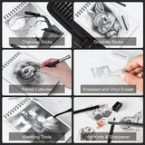 HIFORNY 42 PCS Drawing Set, Sketching Kit with Graphite & Charcoal Pencils, Blending Tools, Erasers & Accessories, Portable Zippered Travel Case for Artists & Beginners HIFORNY