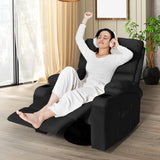 LEVELEVE Rocking Recliner Chair, Massage Rocker Recliner Chair with Vibration Massage and Heat, USB and Type-C Ports,360° Swivel Faux Leather Chairs, Living Room, Bedroom, Nursery, RV, Black LEVELEVE