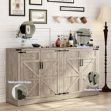 Sideboard Buffet Cabinet with Storage - 65 Inch Farmhouse Kitchen Pantries Sideboard Cabinets with Adjustable Shelves, Wooden Coffee Bar Cabinet Buffet Table for Kitchen, Dining Room, Oak chartustriable