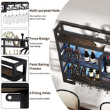 3-Tiers 47in Wine Rack Wall Mounted with LED Light, Floating Bar Shelves for Liquor Bottles Metal Industrial Display Shelf for Home Kitchen Bar Cafe Decoration, No Assembly Required Boshen