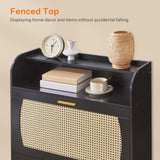 HOOBRO Rattan Shoe Storage Cabinet, Shoe Cabinet Storage for Entryway, Shoe Organizer with 2 Flip Drawers, Narrow Shoe Cabinet with Adjustable Shelves for Hallway, Living Room, Black BN80SC01 HOOBRO