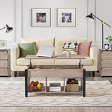Yaheetech Gray Coffee Table, Lift Top Coffee Table with Hidden Compartment & Shelf, Lift Up Dining Table for Living Room Reception, Retro Central Table with Wooden Lift Tabletop, 41 inch L Yaheetech