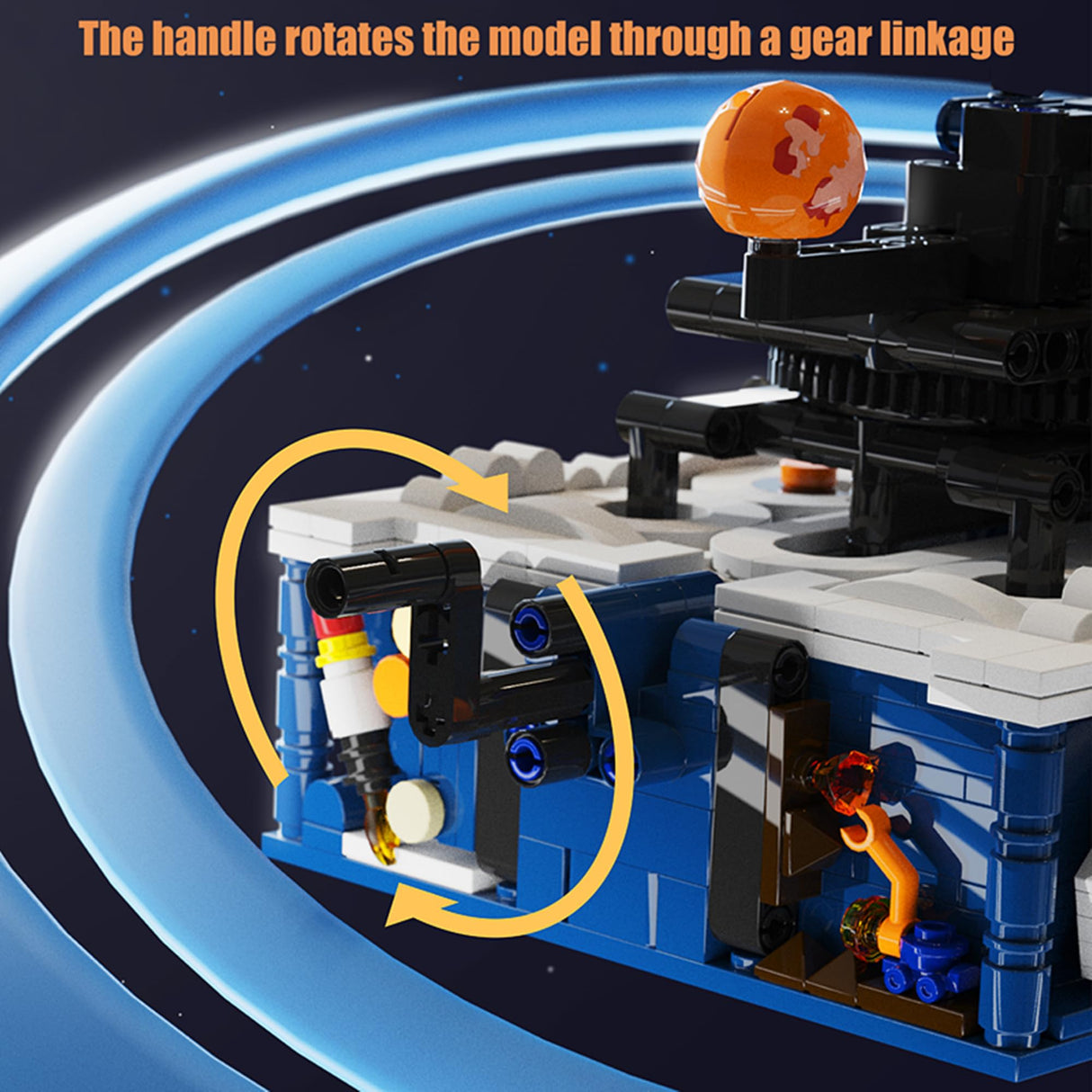 Rotating Solar System Building Blocks with Light Toy, Children's Education STEM Experiment Toy, Astronomical Science Toy, with Rocket Model, Gift for Boys 8-14 Years Old, 775 Piece Building Blocks Set CAEROKEERL