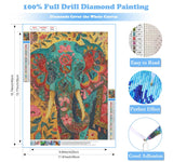 Elephant Diamond Art Kits for Adults, Animals Diamond Painting for Beginners, Flower Diamond Dot, Small Dimond Art Paintings Kit, Full Drill Gem Painting, Crafts for Adults, Home Wall Decor 12x16inch Rekxtmo