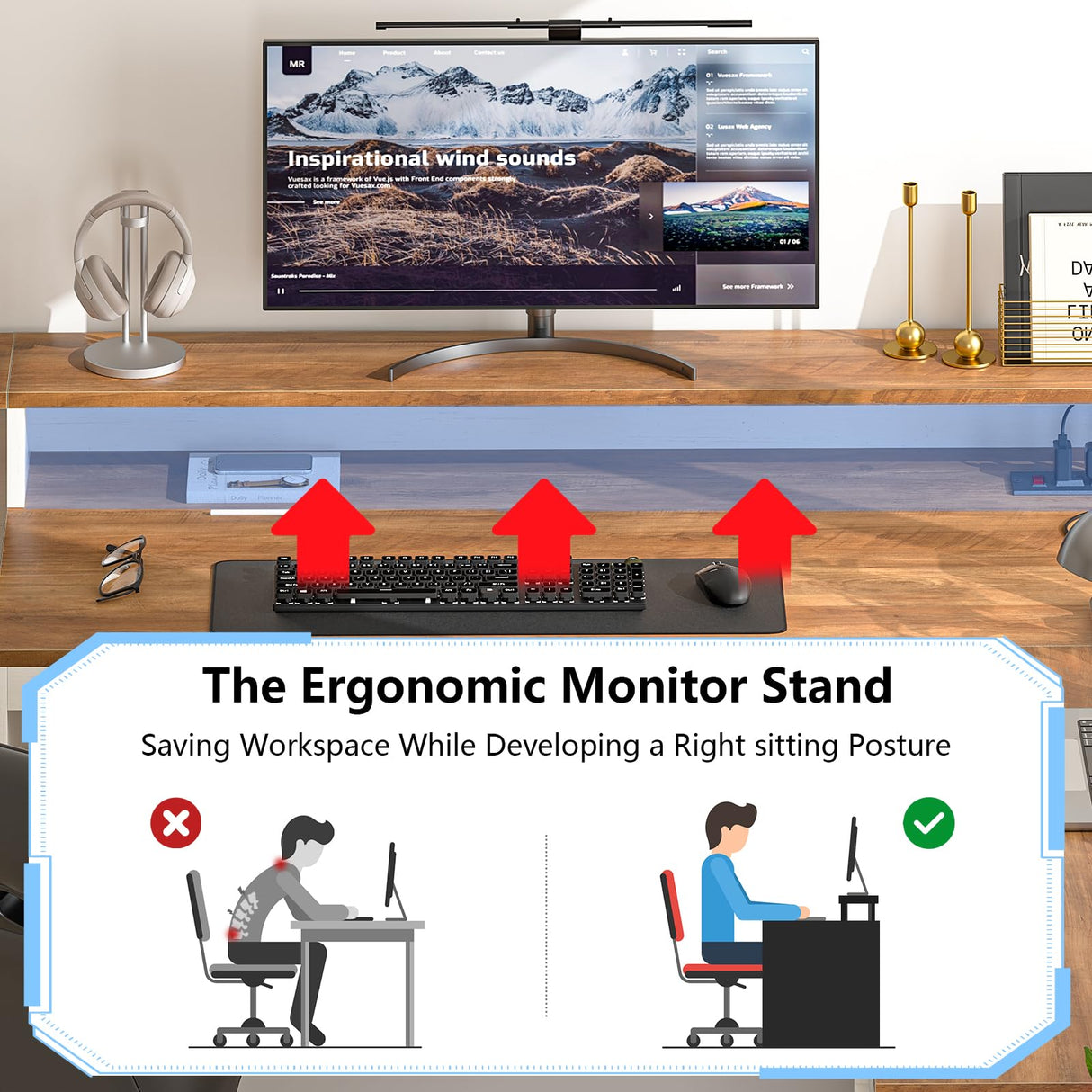 YOMILUVE 63" Farmhouse L Shaped Executive Desk with Drawers & Storage Shelf, Corner Computer Desk with Power Outlets, L Shaped Office Desk with Monitor Stand, Printer Shelf, Antique White YOMILUVE