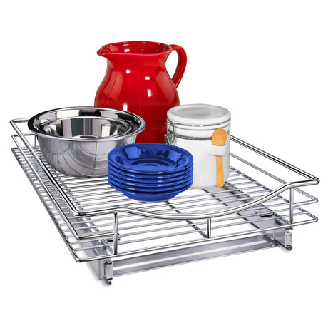 LYNK PROFESSIONAL® Pull Out Cabinet Organizer, 14" x 18" Slide Out Drawers for Kitchen Cabinets - Sliding Pull-Out Pantry Shelves – Home Shelf Organizers - Lifetime Ltd. Warranty, Chrome LYNK PROFESSIONAL
