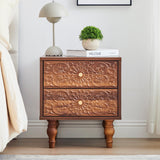 Sylphorium Nightstand, Farmhouse Bedside Table with 2 Drawers and Metal Handles, Wood Sofa Side Table End Table Accent Dresser for Bedroom, Living Room (Walnut) (15.75 x 16.02 x 18.15 Inch) Sylphorium