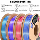 OVV3D 3D Printer Filament, Tri-Colors PLA Filament 1.75mm, Coextrusion Silk PLA Filament, Rainbow PLA Filament with Silk PLA Blue-Green-Orange, 3D Printing Filament +/-0.02mm, 1kg/2.2lbs OVVNYXE