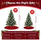 KCFESTIHUE Christmas Tree Skirt, 48 Inch Cable Knit Pattern, Luxury Xmas Holiday Decoration, Thick Rustic Fabric, Home Party Décor Red KCFESTIHUE