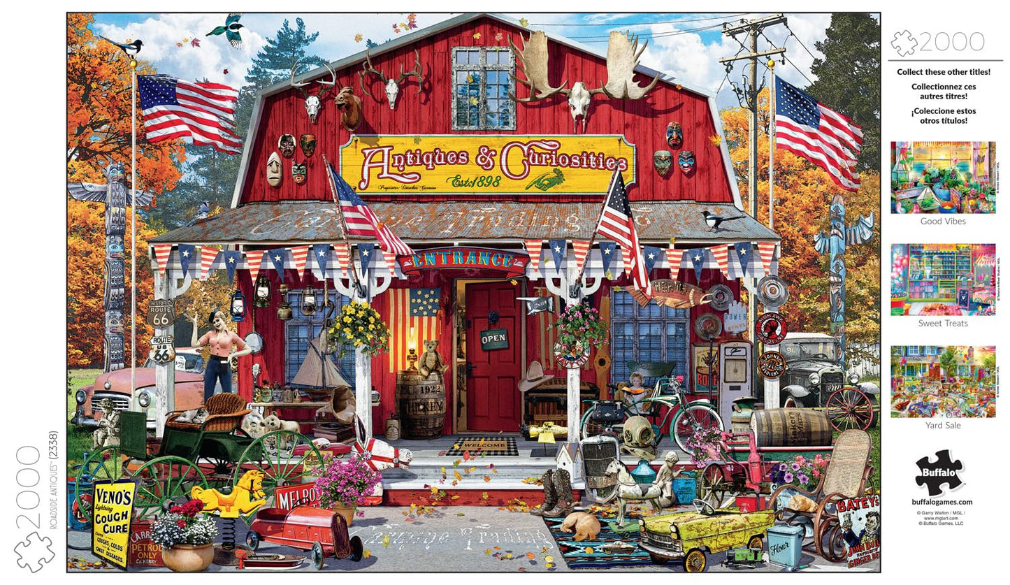 Buffalo Games - Roadside Antiques - 2000 Piece Jigsaw Puzzle for Adults Challenging Puzzle Perfect for Game Nights - 2000 Piece Finished Size is 38.50 x 26.50 - WoodArtSupply