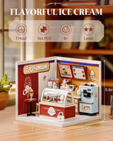 Rolife Super Creator DIY Miniature Plastic House Building Set Playset with LED, Suitable for Mini Figures Construction Toys Diorama Kit Gifts for Teens Adults (Flavorful Ice Cream) Rolife