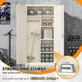 INTERGREAT Metal Wardrobe Closet, 72" Grey Locking Storage Wardrobe Cabinet with Doors and Shelves, Tall Steel Clothes Storage for Office, Home, School, Gym INTERGREAT