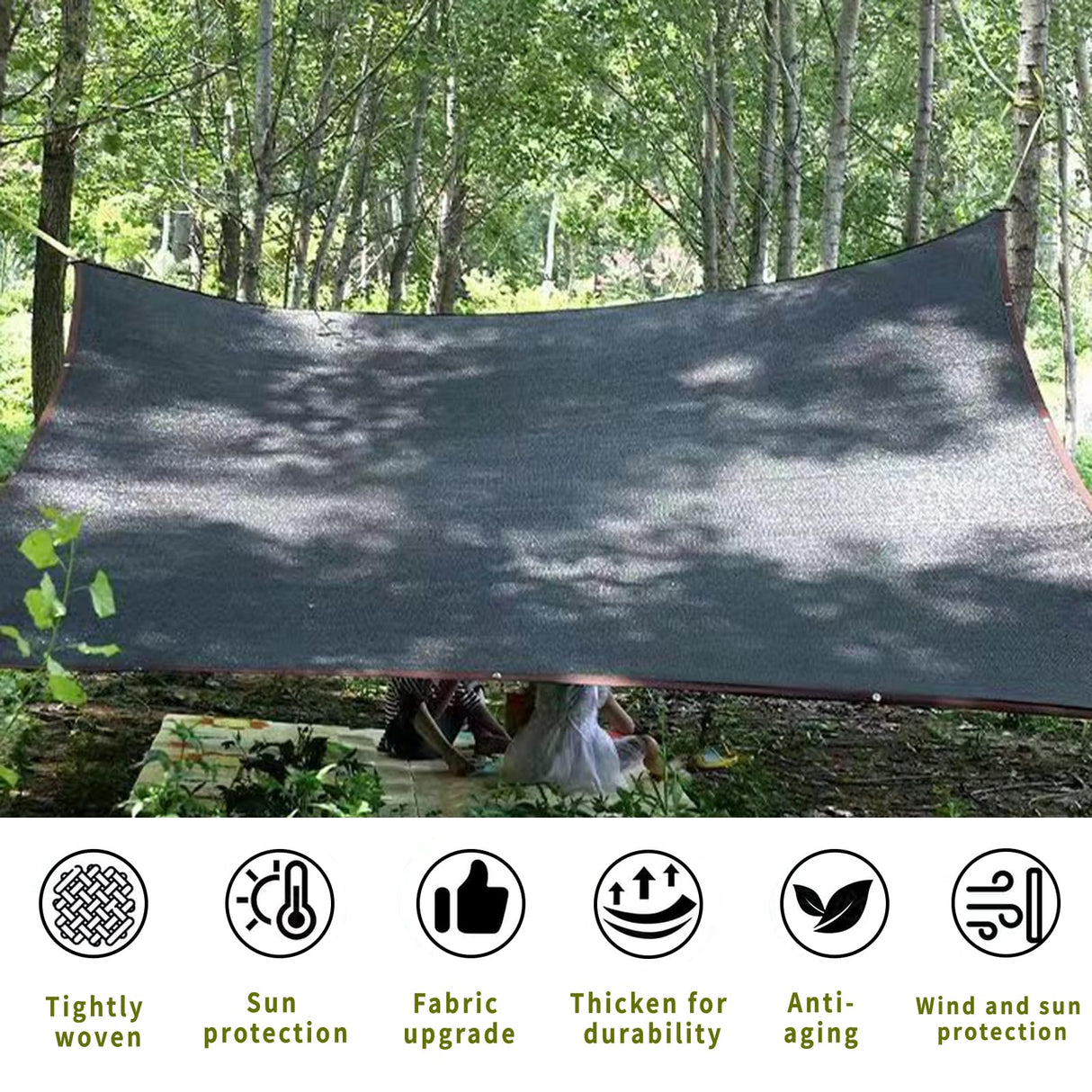 Shade Cloth，70% Garden Sun Shade Cloth Mesh Tarp，10 x 20 FT Black Sun Shade Net, pergola Shade Cover with Grommets，for Outdoor Sun Shade Cover，Plant Cover Patio Canopy ，Greenhouse WFAUIBR