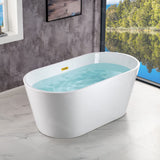 WOODBRIDGE 54" Acrylic Freestanding Bathtub Contemporary Soaking White Tub with Brushed Gold Overflow and Drain，BTA1702-BG WOODBRIDGE