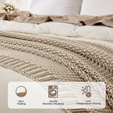 Joydeco Chunky Cable Knit Throw Blanket, Lightweight 100% Organic Cotton Soft Cozy Throw Twin Blanket for Couch Bed and Sofa, Rustic Breathable Farmhouse Blanket Gift for Women Men(Beige, 51"x63") Joydeco