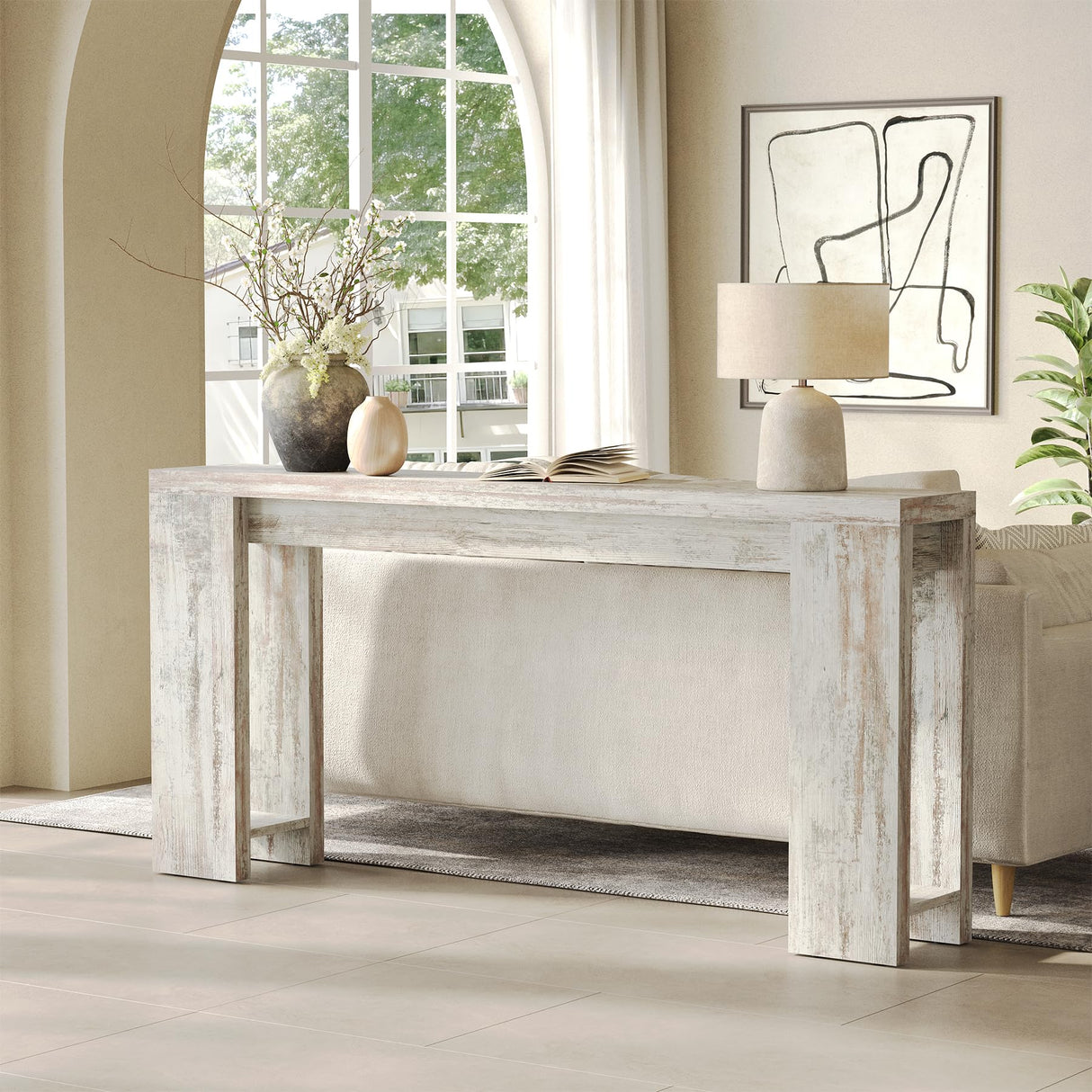 LITTLE TREE 70.9-Inch Entryway Table, Long Narrow Farmhouse Sofa Console Table for Living Room, Hallway LITTLE TREE