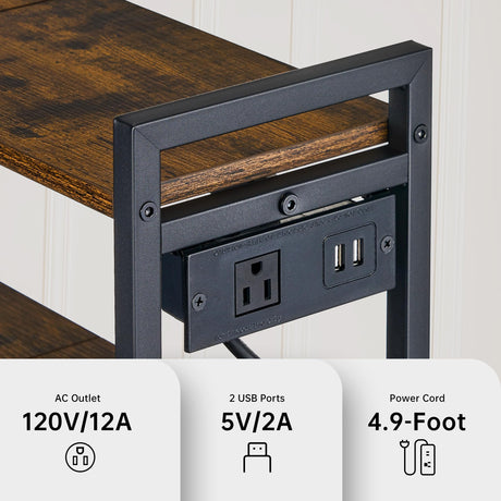 Asgolion Large Printer Stand with Storage, 40" Tall 4 Tier Printer Table with Wheels for Home Office, Printer Cart Beside Desk for Printer, Scanner, Fax, Living Room, Kitchen, Rustic Brown Asgolion