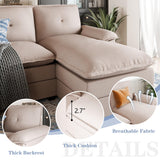 Shintenchi 110" Sectional Couches for Living Room,4 Seat U Shape Modular Couch with Thick Cushion & Soft Backrest,Upholstered Sofa Couch with Double Chaise,Beige Shintenchi
