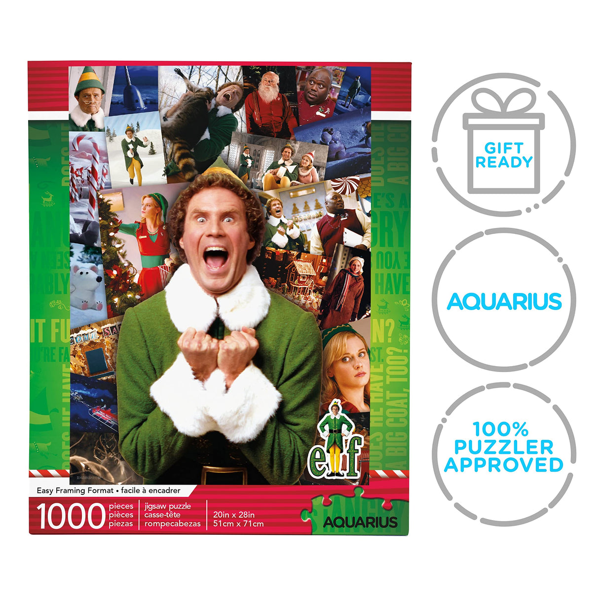 AQUARIUS Elf Collage Puzzle (1000 Piece Jigsaw Puzzle) - Glare Free - Precision Fit - Officially Licensed Elf Merchandise & Collectibles - 20 x 28 Inches AQUARIUS