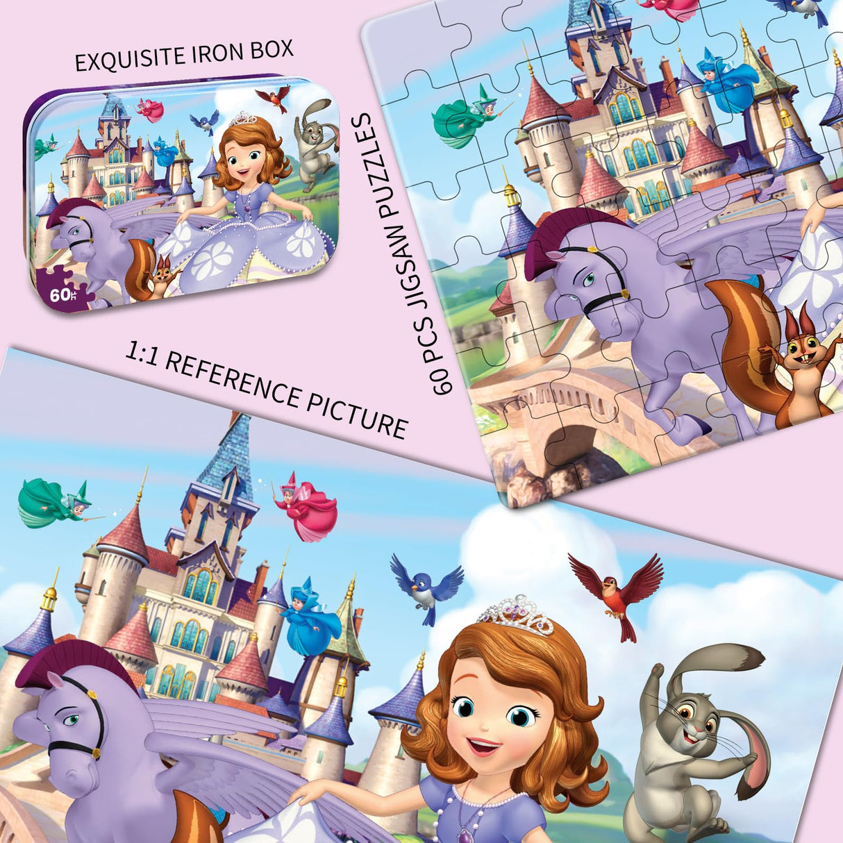 Puzzles for Kids Ages 4-6, 60 Piece Jigsaw Puzzles in Metal Box, Educational Learning Toys for Boys and Girls, Premium Puzzle Games, Kids Puzzle Gift Eagarch