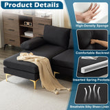 VINGLI 110" Modern U Shaped Sectional Couch with 51"D Double Chaise for Living Room, Black Deep Seat Sectional Sofa Sets with 5.9" Thickness Seating Padding for Home Furniture,Linen Fabric,Metal Legs VINGLI