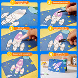 OTAOD 32 Pcs Sand Art Kits for Kids, 16 Color Art Sand kit Scenic Sand with 16 Sheets Animal Sand Art Painting Cards, DIY Crafts Set for Girls and Boys, Arts and Crafts for Kids Ages 6-12 OTAOD