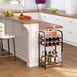 Bosimeca 3-Tier Industrial Wine Bar Table with 8-Bottle Rack and Liquor Storage Bosimeca