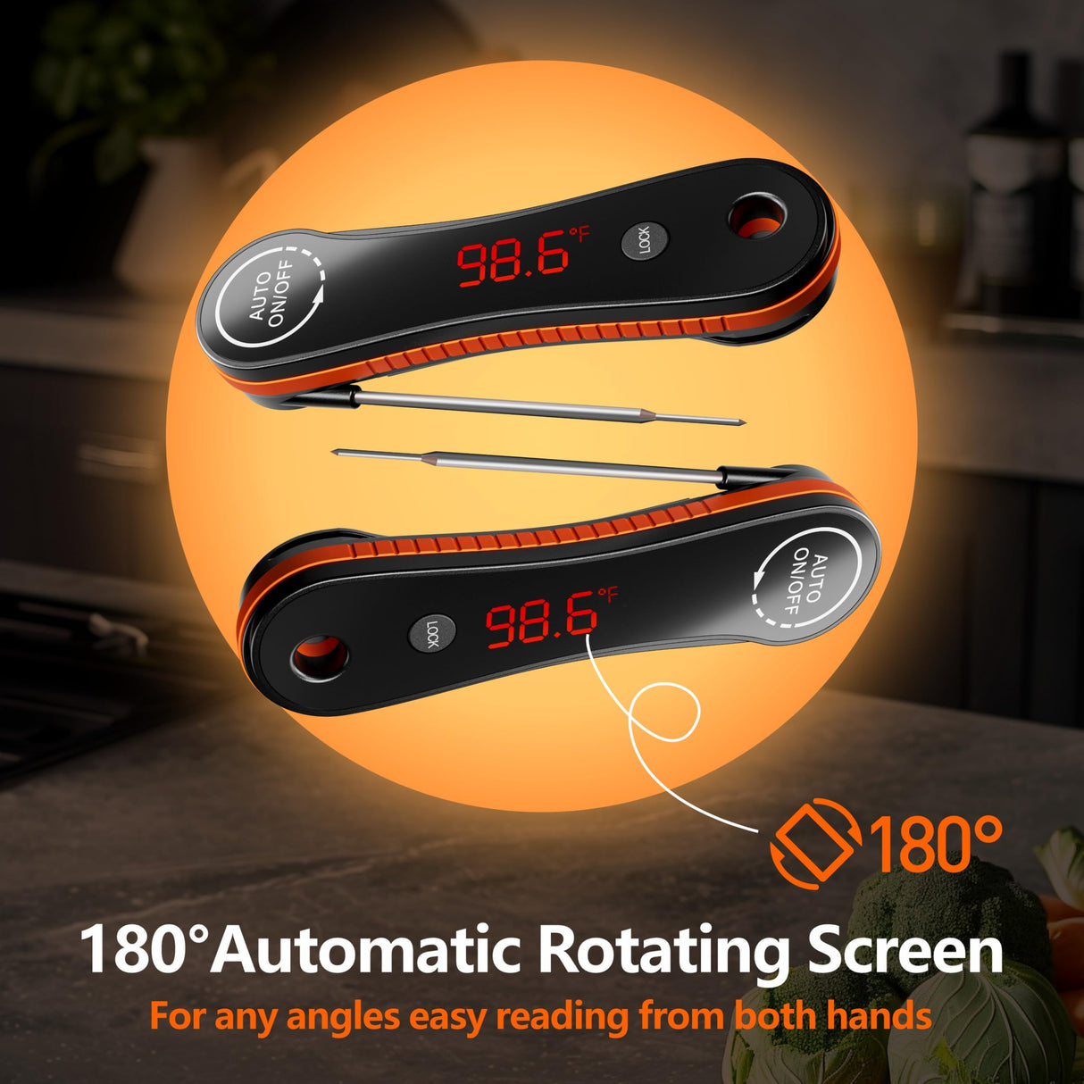 Digital Meat Thermometer 0.5s Instant Read, Paysean ±0.5℉ with Auto-Rotating Backlit Display, IP67 Waterproof and Calibration for Cooking, Candy, Grilling, BBQ, Liquid, Smoker, Beef Paysean