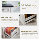 JXQTLINGMU 53INCH Home Office Desk, Modern Farmhouse Computer Desk with File Cabinet Letter T4 F4 Legal, Study Writing Desk, Off White JXQTLINGMU