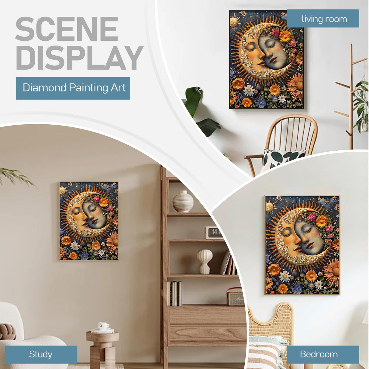 JOASURA Moon Diamond Painting Kits for Adults,DIY Diamond Art Painting Round Full Drill 12x16in,5D Diamond Dots Art for Beginning Home Wall Decor JOASURA