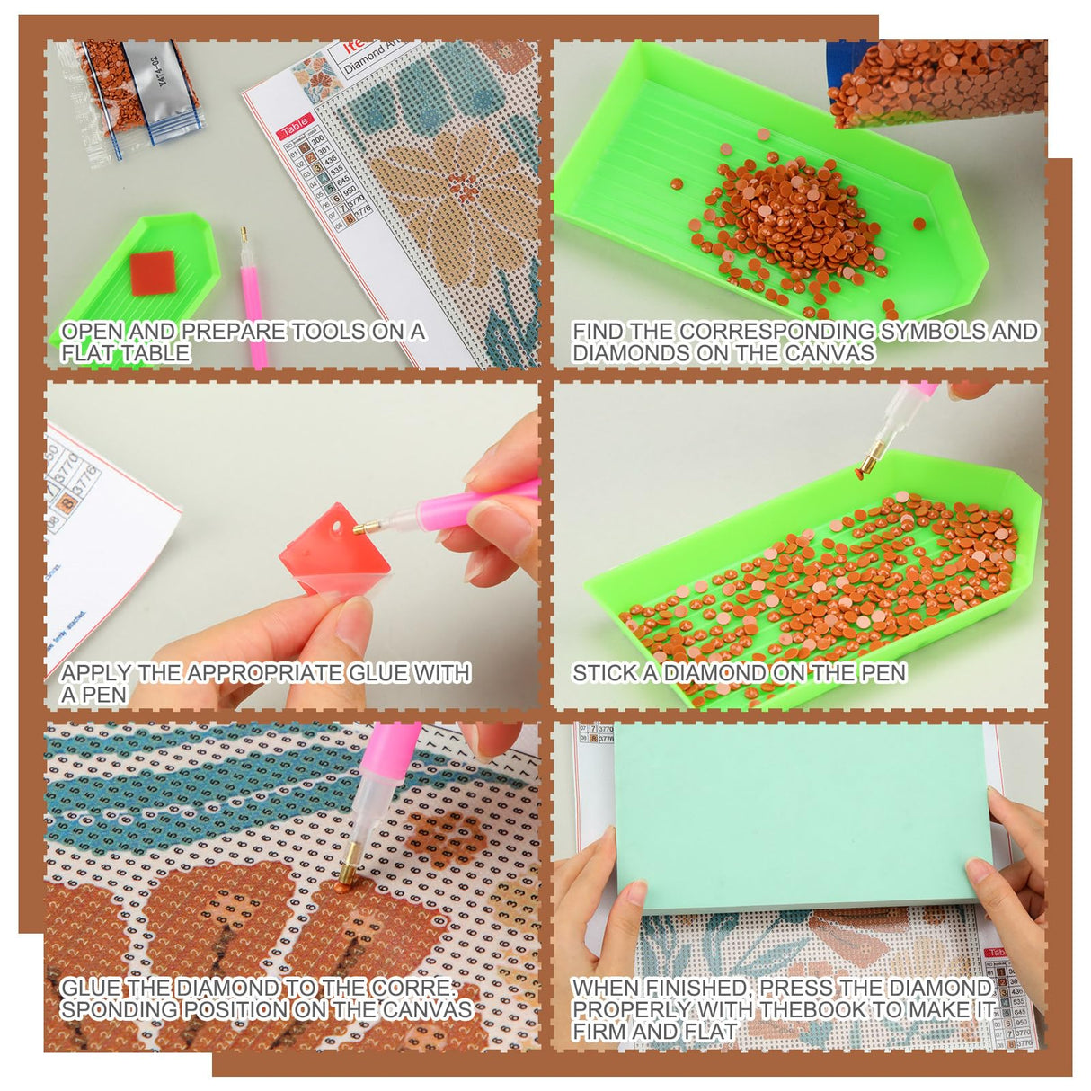 Yeaqee 4 Pcs Diamond Art Kits DIY Painting for Adult Aesthetic Wall Diamond Crafts Aesthetic Room Decor Cute Painting Pictures 5d Craft Wall Decor for Home 10 x 11.8''(Abstract Flowers) Yeaqee