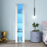 Elegant 67" Modern LED Display Cabinet with Glass Shelves for Living Room, Bedroom, or Office - High Gloss White Finish Pvillez