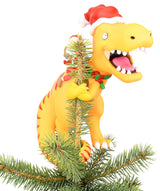 Tree Buddees Santa Riding a T-Rex Funny Christmas Tree Topper - Large 10" Tree Buddees