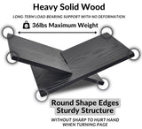 Honygebia Solid Wood Book Stands - Cross Frame Black Oak Wooden Book Holder, Open Bookstand for Display and Reading, Suitable for Art, Bible, Cookbook, Easel, Magazine, Textbooks Honygebia