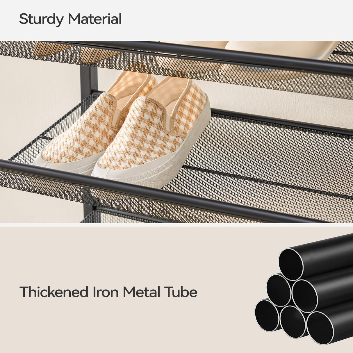 Nunsino Shoe Rack, Long Shoe Organizer,Max Holds 50 Pairs,8 Tier Metal Shoe Storage Shelf,4-Tier Stackable Shoes Organizer for Garage, Entryway, Black Nunsino