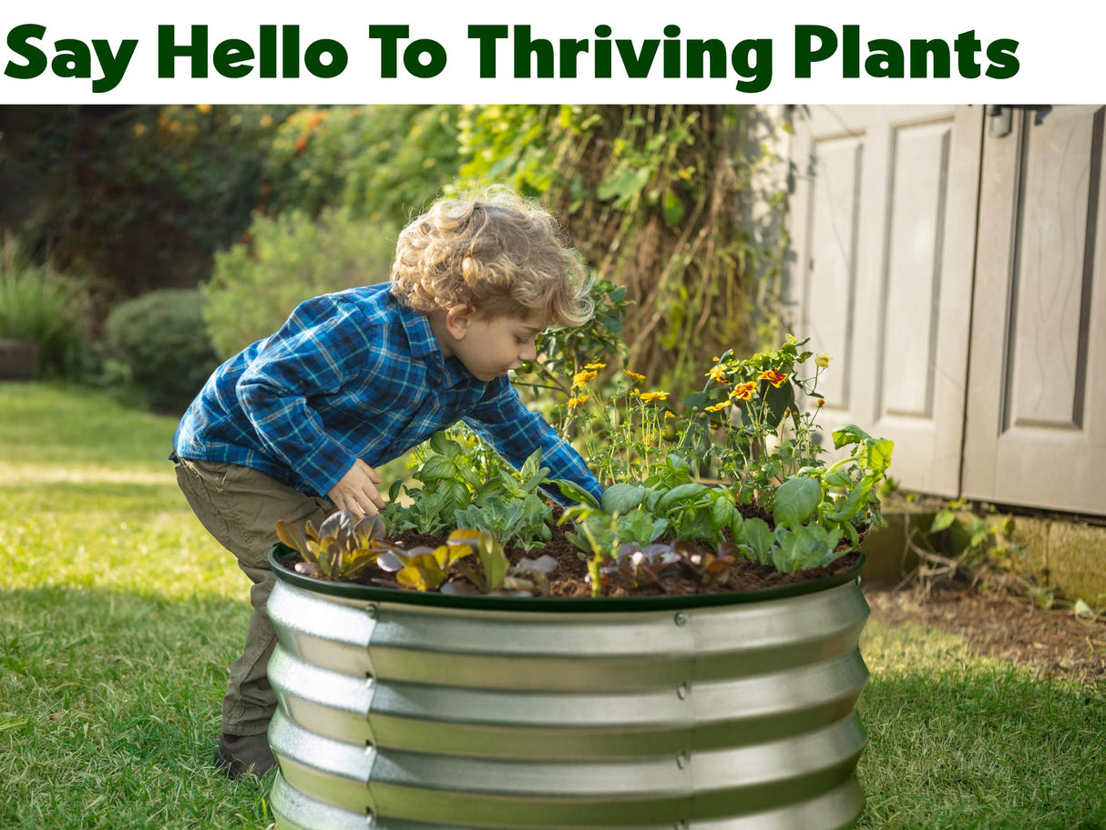 Galvanized Raised Garden Beds Outdoor // 2×2×1 ft Planter Raised Beds for Gardening, Vegetables, Flowers // Large Metal Garden Box (Silver) // Patented Tool-Free Design Plant & Plot