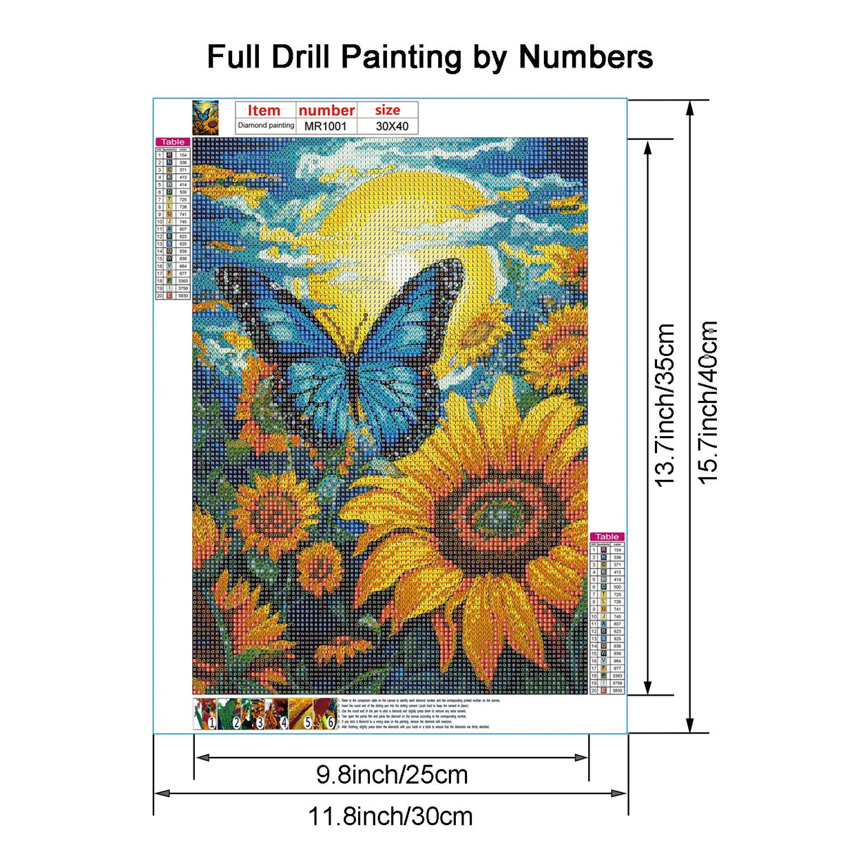 Maripabon 5D Sunflowers Diamond Art Painting Kits for Adults Butterfly DIY Round Diamond Art Kits Animals Flowers Picture Art for Home Wall Decor,11.8x15.7 inch (Style A) Maripabon