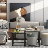 VILAWLENCE Coffee Table Set of 2, Modern Black Glass Side Table, Metal Frame Square End Table, Center Tables,Nesting Coffee Table for Living Room,Bedroom and Small Spaces VILAWLENCE