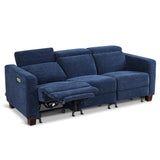 MCombo Zero Wall Recliner Sofa, Power Reclining Sofa, Wall Hugger Power Recliner Sofa with Adjustable Headrest, USB & Type C Ports, for Living Room, Fabric, HL198M3 (Navy Blue, 3-Seater) MCombo