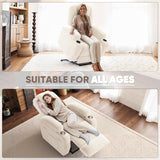 Power Lift Recliner Chair for Elderly with Massage Electric Lift Recliner Chairs with Cup Holders Side Pockets for Living Room (Corduroy, White) Shahoo