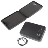 Stalwart Portable Gun Safe – Top Opening Personal Steel Travel Combination Lock Box with 1500 Pound Test Tether Cable for Car, Desk or Home Stalwart