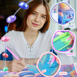 QAZWSX Spring Cherry Blossom Trees with Pink Flowers Diamond Painting Kits for Adults, Spring Cherry Blossom Diamond Painting, Full Drill Crystal Rhinestone Craft Kits Home Wall Decor 12x16 inch QAZWSX