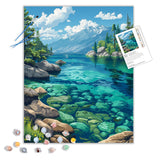 ARNLRDYA Lake Tahoe Paint by Number Kits, Snowy Mountains Paint by Numbers for Adult, Forest Fir Scenery Acrylic Painting on Canvas for Gifts Home Wall Decor(16inch×20inches, No Frame) ARNLRDYA