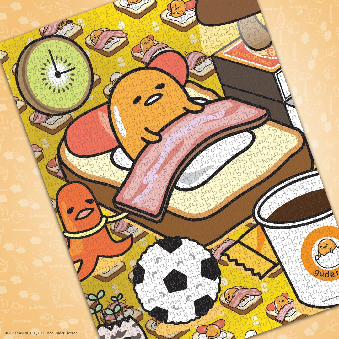 Gudetama “Work from Bed” 1000 Piece Jigsaw Puzzle | Collectible Anime Puzzle Artwork Featuring Sanrio’s Gudetama | Officially-Licensed Gudetama Puzzle & Merchandise USAOPOLY