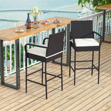 Tangkula Patio Wicker Barstools Set of 4, Outdoor PE Rattan Bar Chairs with Armrests & Soft Cushions, Stable Metal Frame, 400 lbs Max Load, Mix Brown PE Wicker Bar Chairs for Porch (2, Off White) Tangkula