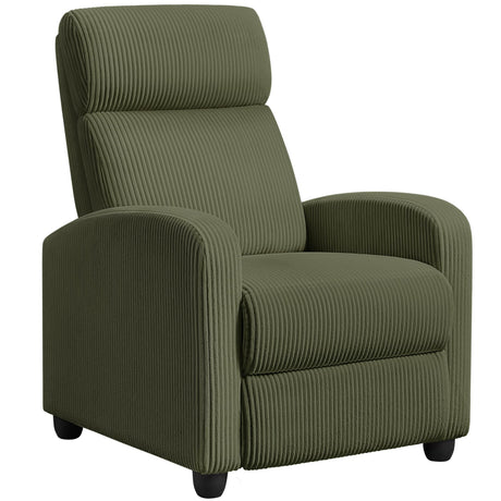 Yaheetech Corduroy Recliner Chair Single Sofa Home Theater Seating Adjustable Modern Reclining Chair for Living Room Bedroom Home Theater Dark Green Yaheetech