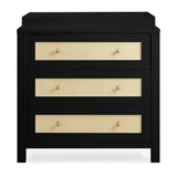 Simmons Kids Theo 3 Drawer Dresser with Changing Top and Interlocking Drawers, Black/Textured Almond Delta Children