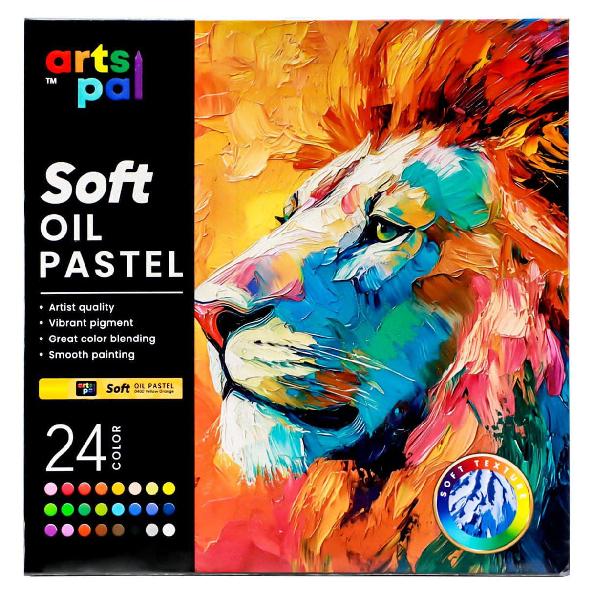 Artspal Soft Oil Pastels Set, 24 Vibrant Colors, Oil Pastel Crayons for Artists, Beginners, Teachers, Students, Great Blending and Layering for Art Supplies, Art Painting, Drawing (10 x 70 mm) Arts Pal